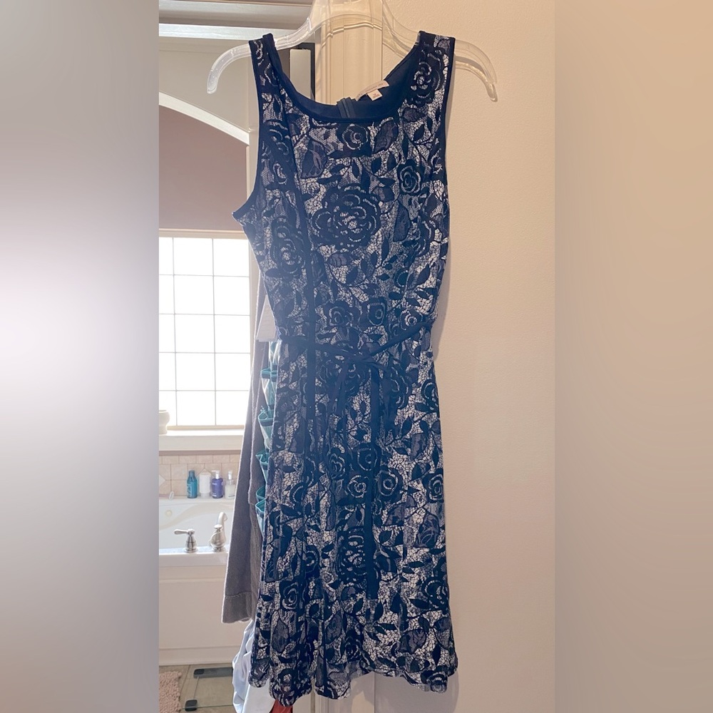 Blue floral print dress